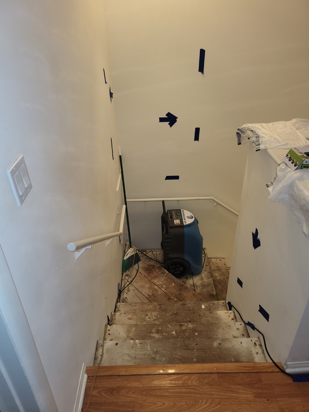 Stairway restoration after water damage